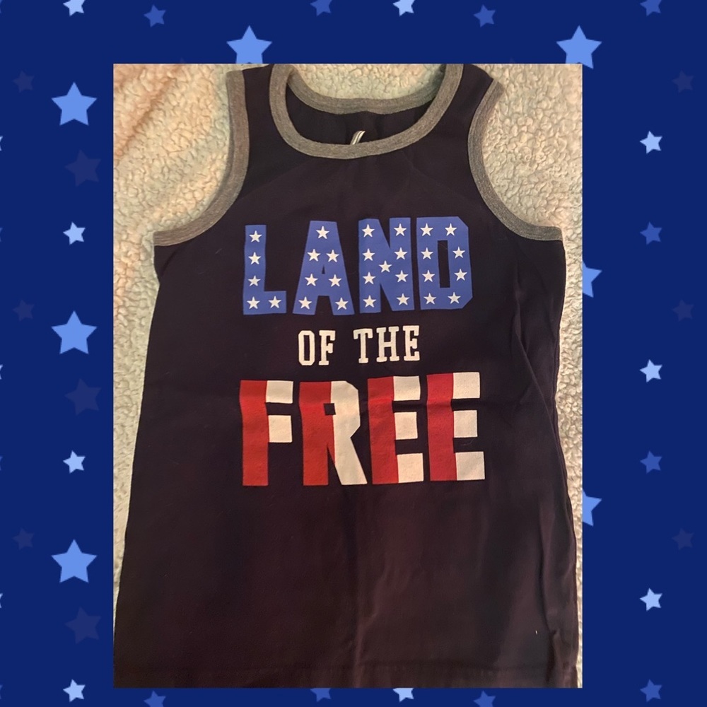 Boys Land Of The Free 🇺🇸Tank Top 4th Of July Navy blue Medium